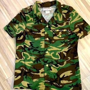 Camo Army button up shirt cosplay women’s L GI camouflage vintage